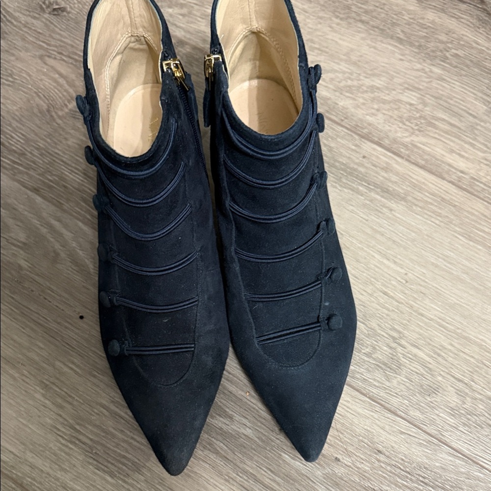 Nine West Navy Blue Suede Ankle Booties